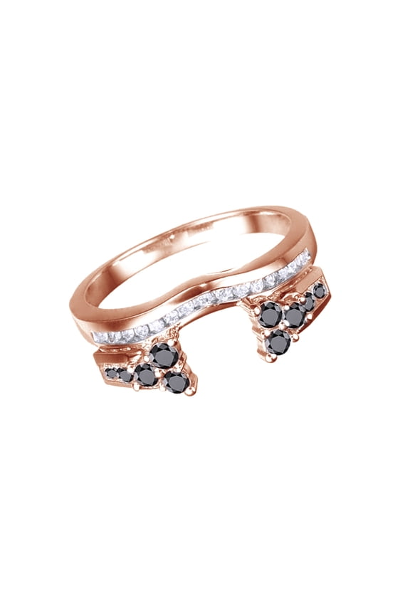 Black & White Natural Diamond Anniversary Jacket Ring In 10k Rose Gold (0.5 Cttw)