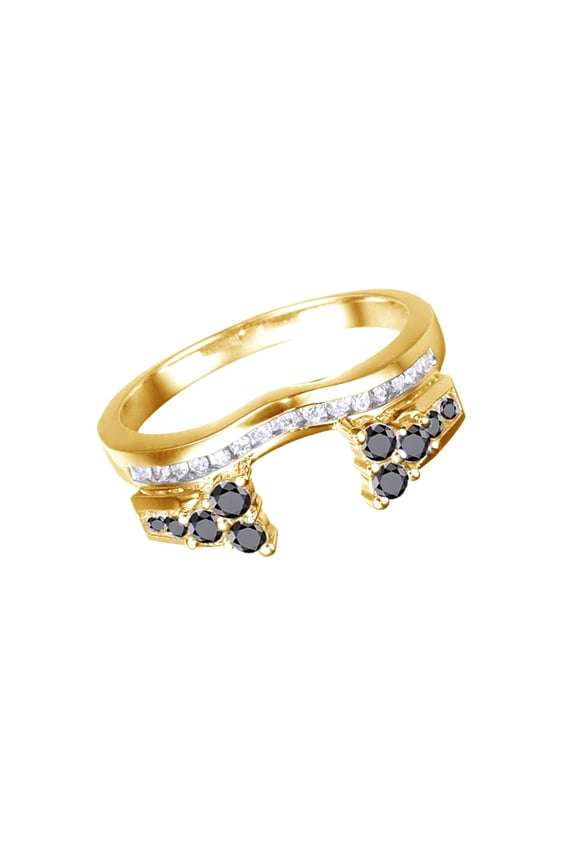 Black & White Natural Diamond Anniversary Jacket Ring In 10k Yellow Gold (0.5 Cttw)