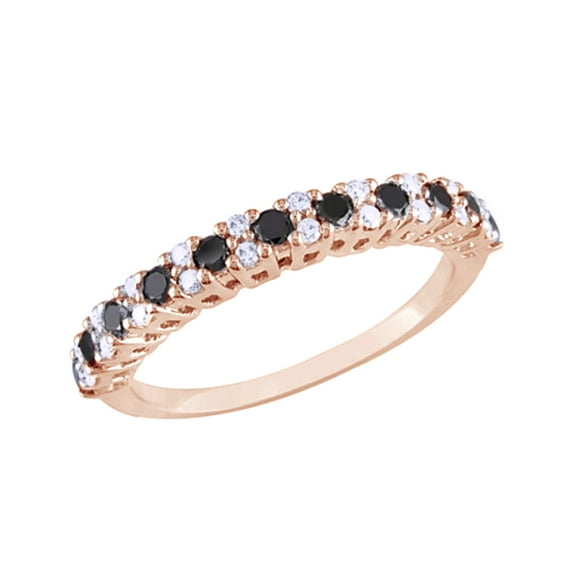 AFFY Black & White Natural Diamond Anniversary Ring In 10k Rose Gold (0.5 Cttw)