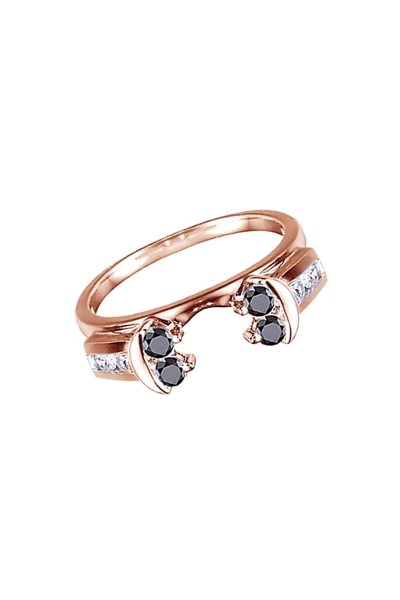 Black & White Natural Diamond Anniversary Style Jacket Ring In 10k Rose Gold (0.42 Cttw)