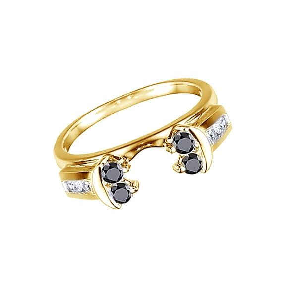 AFFY Black & White Natural Diamond Anniversary Style Jacket Ring In 10k Yellow Gold (0.42 Cttw)