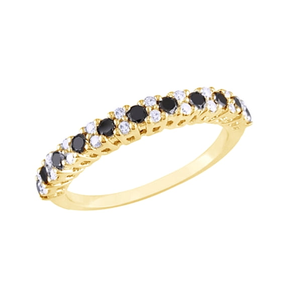 AFFY Black & White Natural Diamond Band Ring In 10k Yellow Gold (0.5 Cttw)
