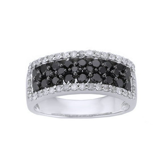 AFFY Black & White Natural Diamond Fashion Ring In 10k White Gold (1.5 Cttw)