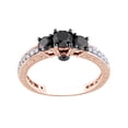 thumbnail image 1 of AFFY Black & White Natural Diamond Three-Stone Ring In 10k Rose Gold (1.25 Cttw), 1 of 1