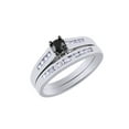 thumbnail image 1 of AFFY Black & White Natural Diamond Wedding Set Ring In 10k White Gold (0.5 Cttw), 1 of 1