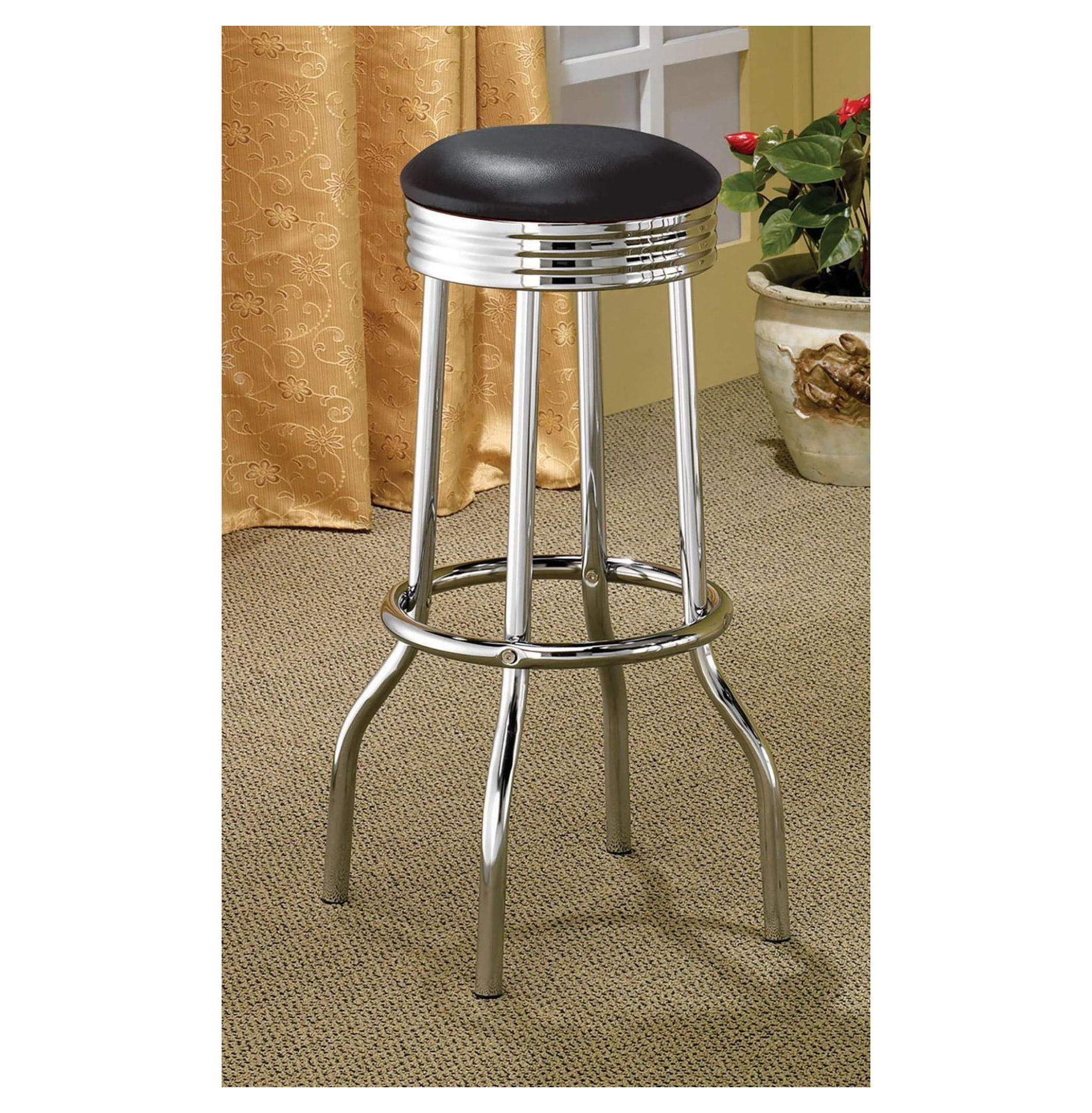 Black and Bar Height Stool (Set of 2)