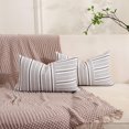 thumbnail image 1 of Black and Beige 12x20 Farmhouse Pillow Covers Set of 2 Black Linen Striped Patchwork Boho Lumbar Pillow Cover for Living Room Couch and Sofa, 1 of 6