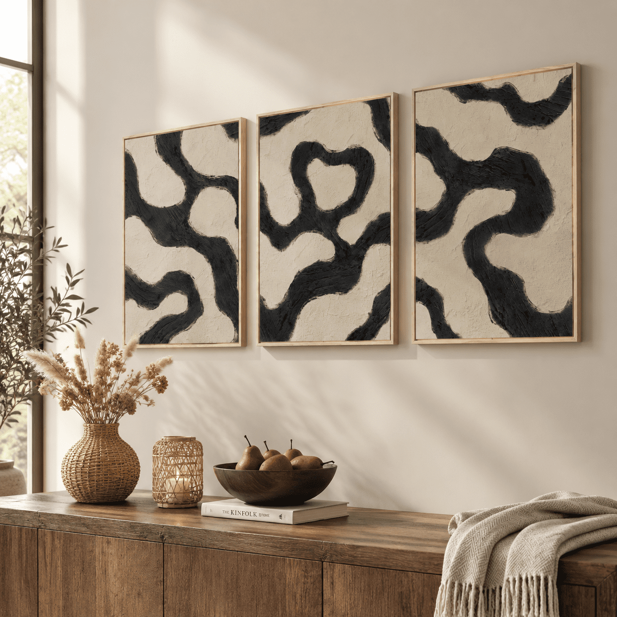 Framed Abstract Black and Beige 36