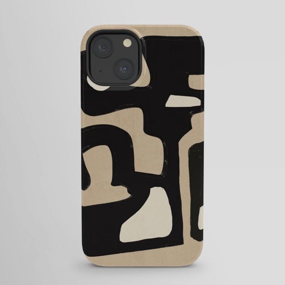 Black and Beige Bold Brushstroke Grid Tough Case for Apple iPhone Series, Polycarbonate and TPU