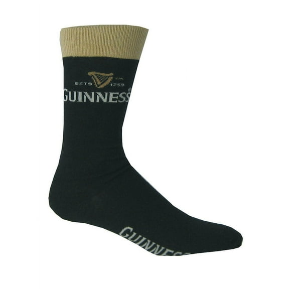 Guinness Official Merchandise Soft Long Cozy Boot Socks for Mens, Black Beige Color