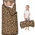 thumbnail image 1 of Black and Beige Leopard Print Teens Toddler Nap Mat with Pillow, Sleeping Mat Bag for Preschool Daycare 59"x22", 1 of 6
