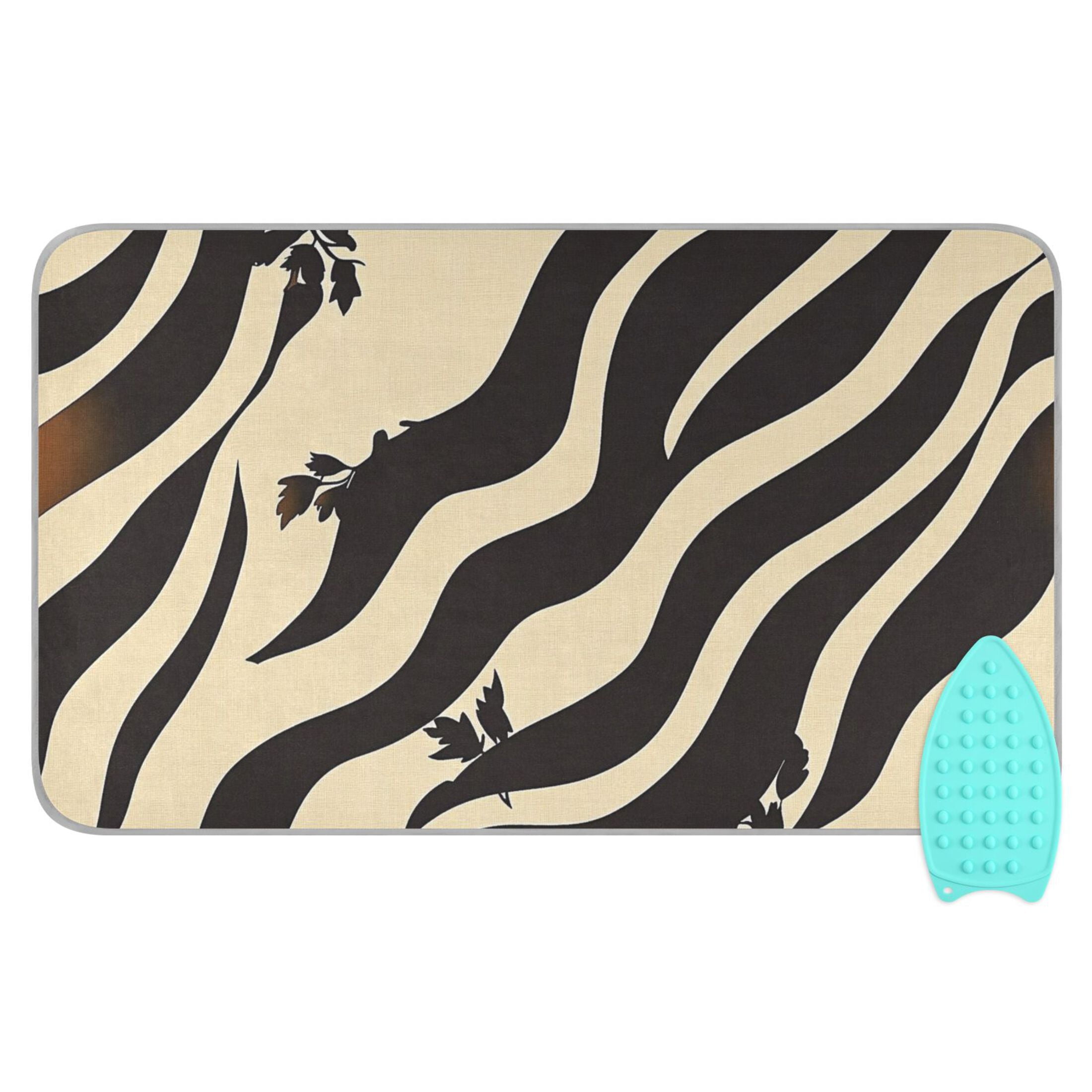 Black and Beige Stripe Ironing Mat Blanket for Table Top Travel Portable Ironing Board Pad 47.2x27.6 Inch