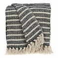 thumbnail image 1 of Black and Beige Striped Woven Handloom Throw Blanket, 1 of 5