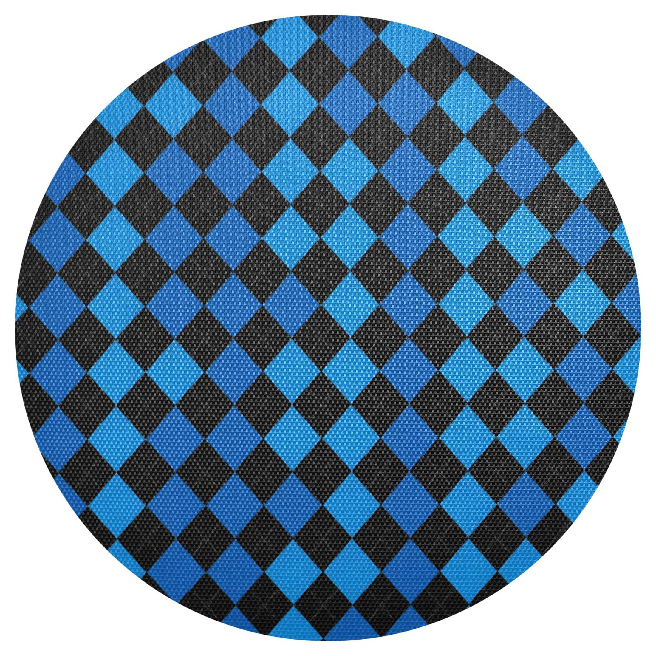 Black and Blue Color Checkerboard Pattern PVC Round Grid Placemat Table ...