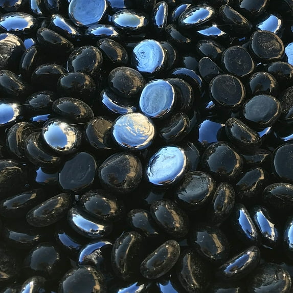 Black and Blue Fire Pit Glass Beads 50 lbs - Black & Blue