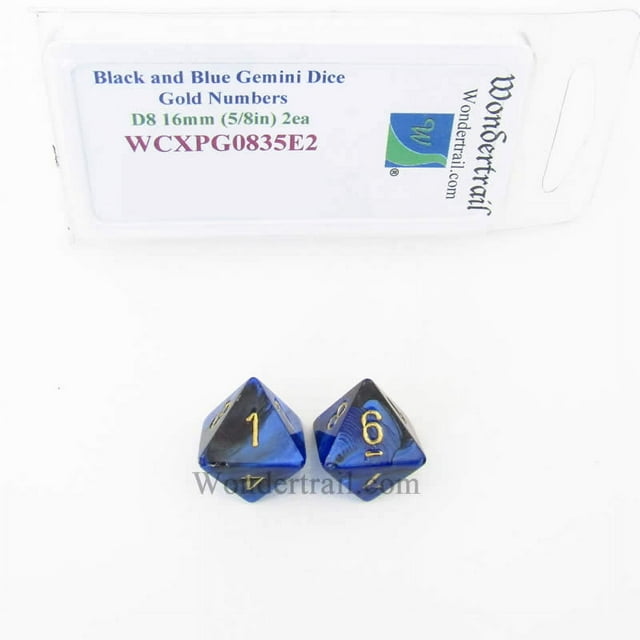 Black & Red Gemini Dice With Gold Numbers - 16mm D20 Pack Of 2 Chessex Dice