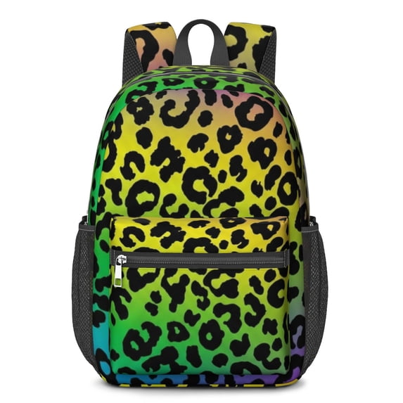 Black and Blue Leopard Print 17" School Backpacks for Teens,Waterproof Oxford Fabric,S-Shape Padded Straps for School,Travel,Hiking,Camping