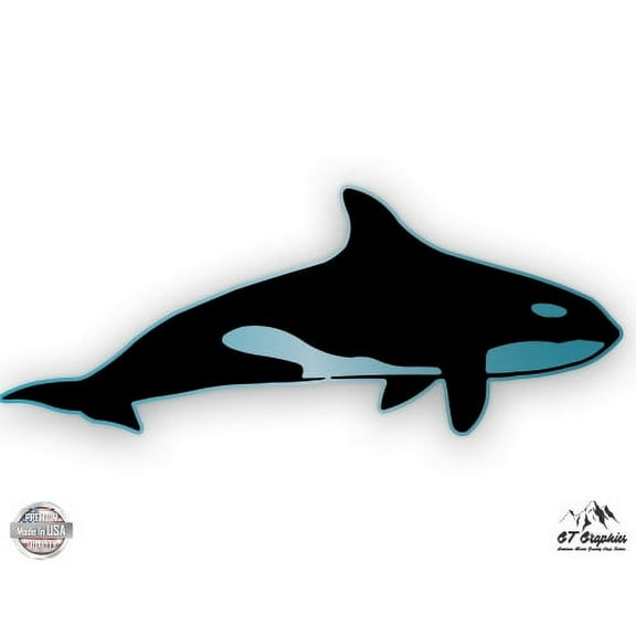 Black and Blue Orca - 5" Vinyl Sticker - For Car Laptop I-Pad - Waterproof Decal