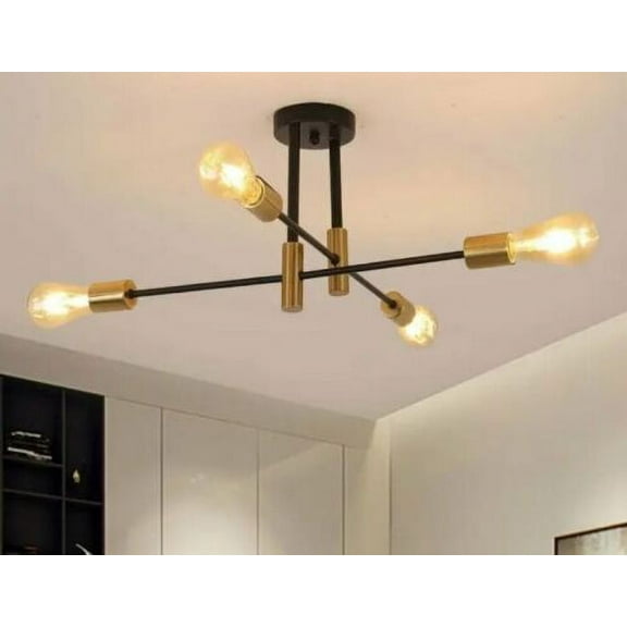 Black and Bronze Industrial Ceiling Light Fixture Flush Mount Sputnik Chandelier