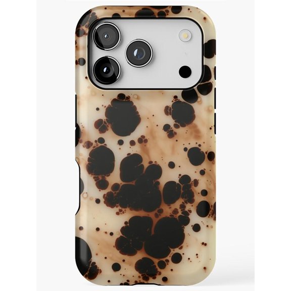 Black and Brown Ink Splatter Tough Case for Apple iPhone, Cream, Polycarbonate Shell with TPU Liner