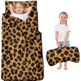 thumbnail image 1 of Black and Brown Leopard Print Teens Toddler Nap Mat with Pillow, Sleeping Mat Bag for Preschool Daycare 50"x20", 1 of 6