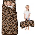 thumbnail image 1 of Black and Brown Leopard Print Teens Toddler Nap Mat with Pillow, Sleeping Mat Bag for Preschool Daycare 59"x22", 1 of 6