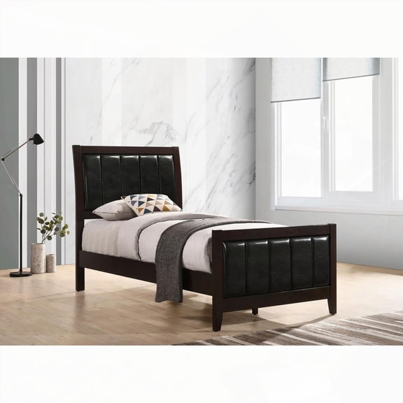 Black and Cappuccino Twin Panel Bed, Offering Sophisticated Paneled Design