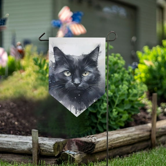 Black and Cat Garden Flag 18" x 12.5" Double Sided Yard Lawn Outdoor Decor Small Yard Flags
