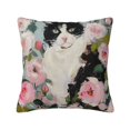 Black and Cat Pink and Roses Decorative pillowcase square pillowcase