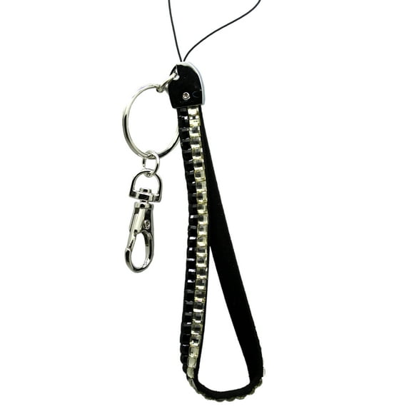 Black and Clear Side-by-side Rhinestone Sequence Fashion Lanyard (Small)