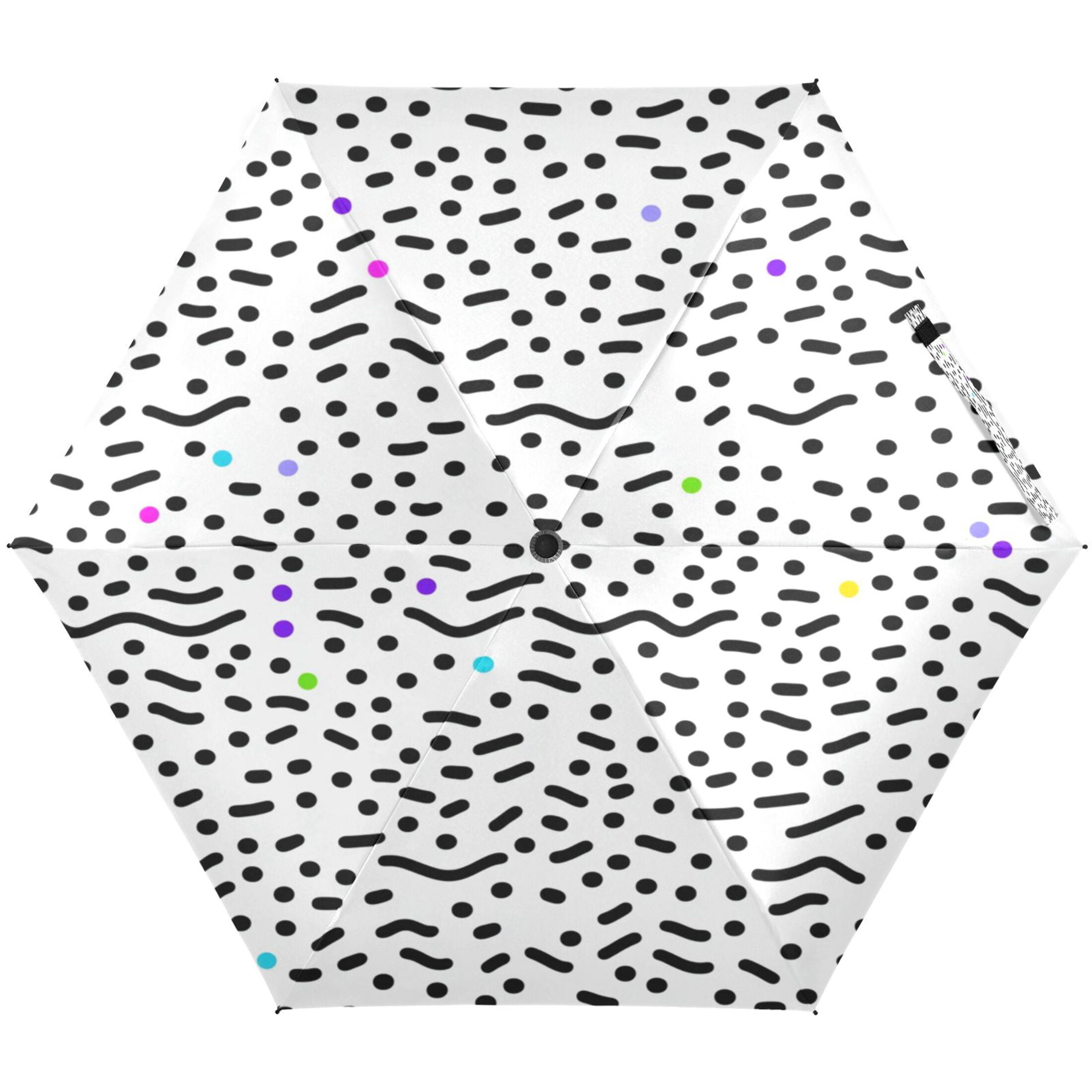 Black and Colorful Dotted Umbrellas for Sun Auto Open Close UV50+ Waterproof 5-Fold Compact Fiberglass Frame