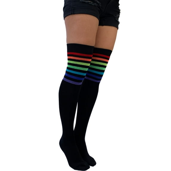 Black and Colors striped Cotton Tube Socks for Women