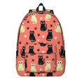 thumbnail image 1 of Black and Cream Cat and Paw Print Backpack for School, Cute School Bag with Adjustable Shoulder Straps and Padded Back, 15.7"x11.8"x5.5", 1 of 5
