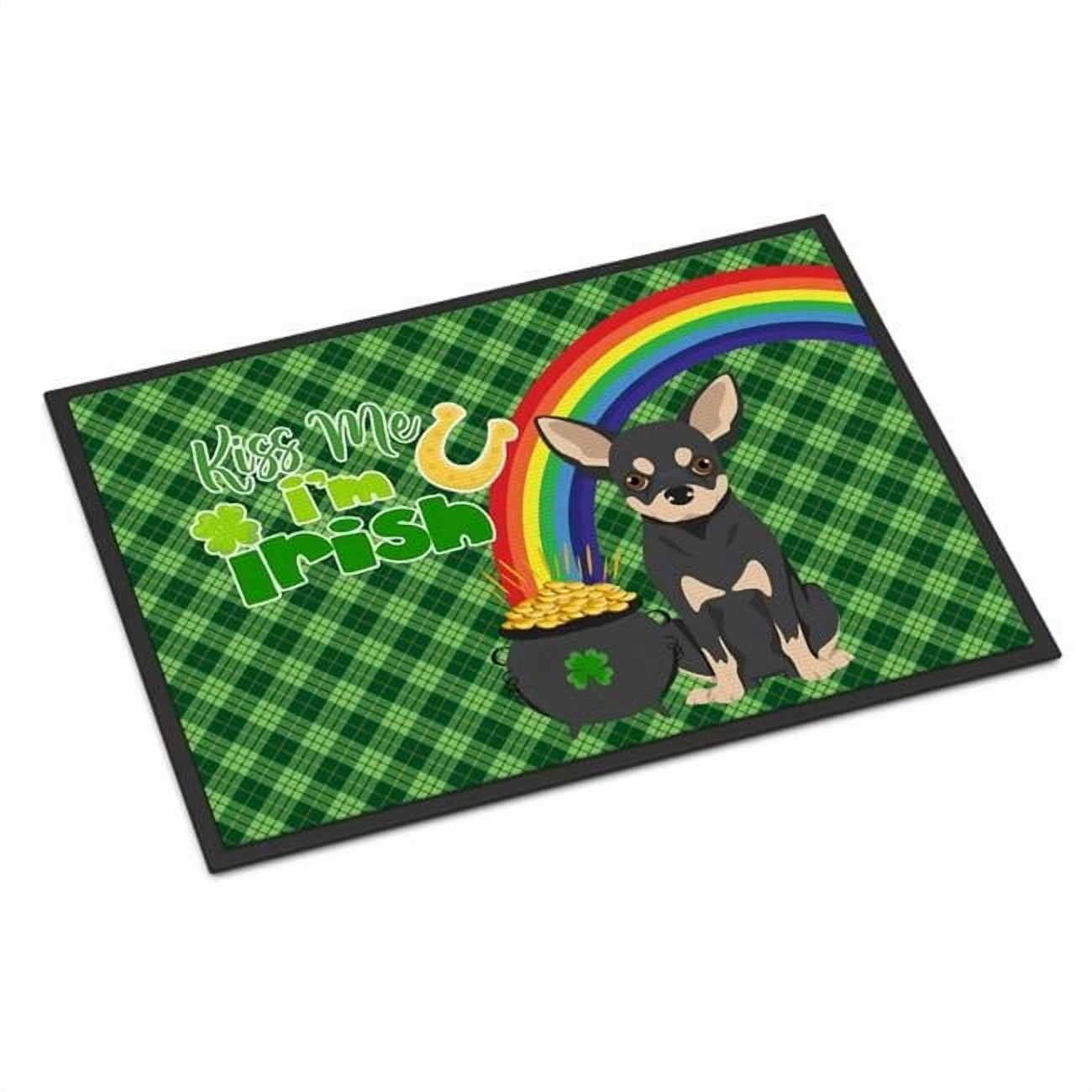 Black and Cream Chihuahua St. Patrick's Day Indoor or Outdoor Mat 24x36 36 in x 24 in