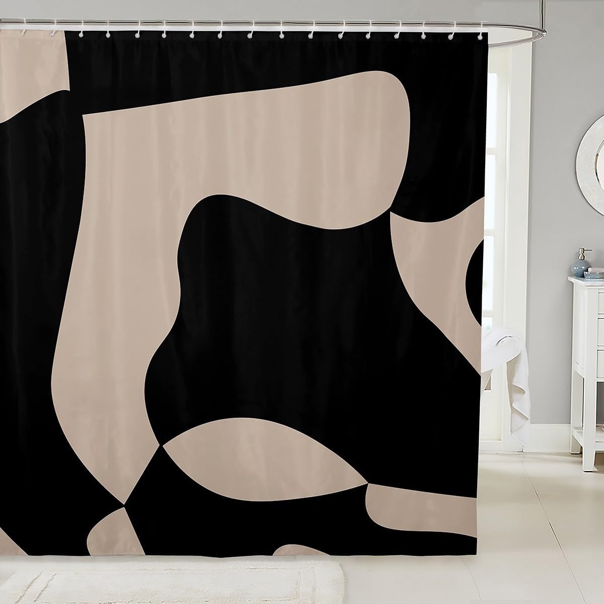 Black and Dark Tan Shower Curtain 72"x84" Geometry Modern Bathroom ...