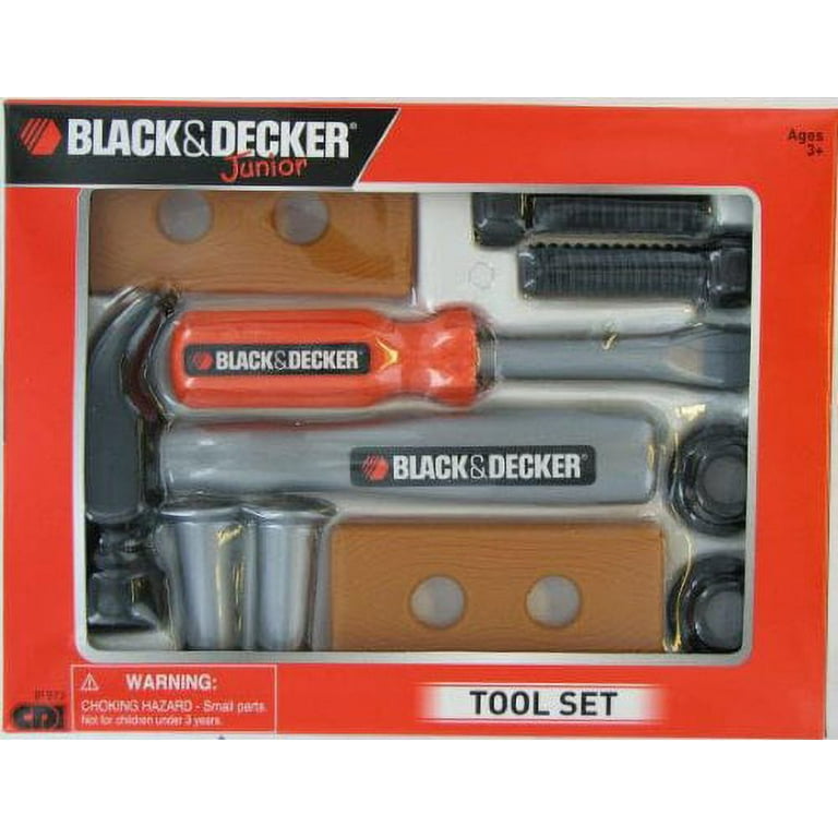 Black + Decker 23-Piece Kids Junior Tool Set Kids Pretend Play Tools  Backpack, 23 Tools & Accessories, Hammer, Phillips Screwdriver, Saw, Pliers