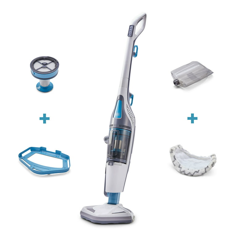 Black and Decker HEPA Corded Steam Mop and Vacuum Cleaner Combination Duo  Bundle with 3 In 1 Convertible Corded Upright Handheld Vacuum Cleaner