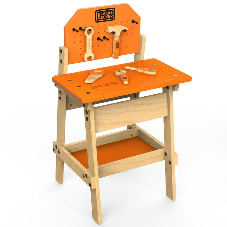 Free Shipping Black and Decker Kids Workbench and six piece Wooden Tool Set Walmart