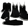 thumbnail image 1 of Lindreshi Womens Pajama Sets Shorts 5-Piece Women Garter Lingerie Set Robes Lace Bodysuit Deep-V Neck Underwear, 1 of 3