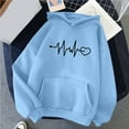 thumbnail image 1 of Black and Friday Azrian Tops Saving!,Women's Comfortable Sweater Heart Pattern Printed Women's Hooded Pocket Drawstring Sweater Clearance Sale, 1 of 4