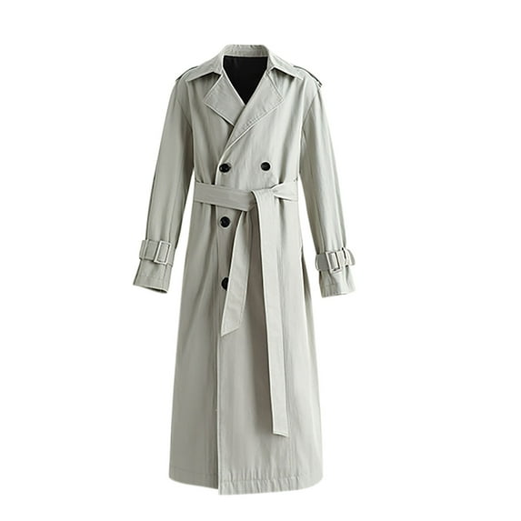 BVnarty Men's Trench Coat Double Breasted Long Sleeve Jacket Windbreaker Overcoat with Belt (Green,M)