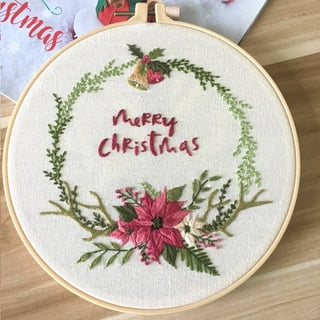 Mnjin Full Range of Embroidery Cross Stitch Stamped Embroidery Cloth with  Floral Kit D 