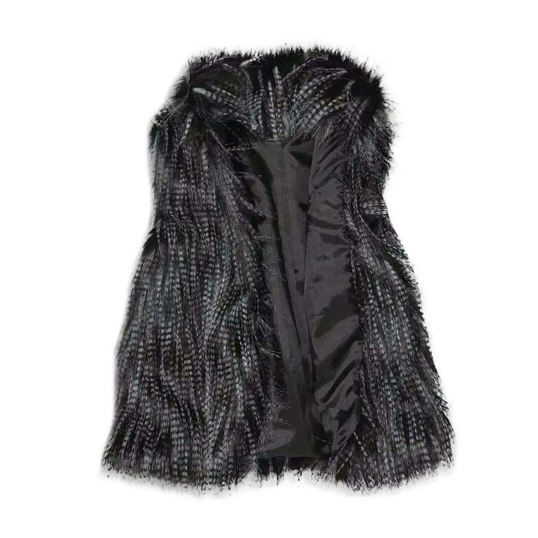 Fur vest womens black discount