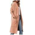 thumbnail image 1 of Idoravan Coats for Women Plus Size Women's Round Neck Knitted Cardigan Loose Color Sweater Pink XL, 1 of 5