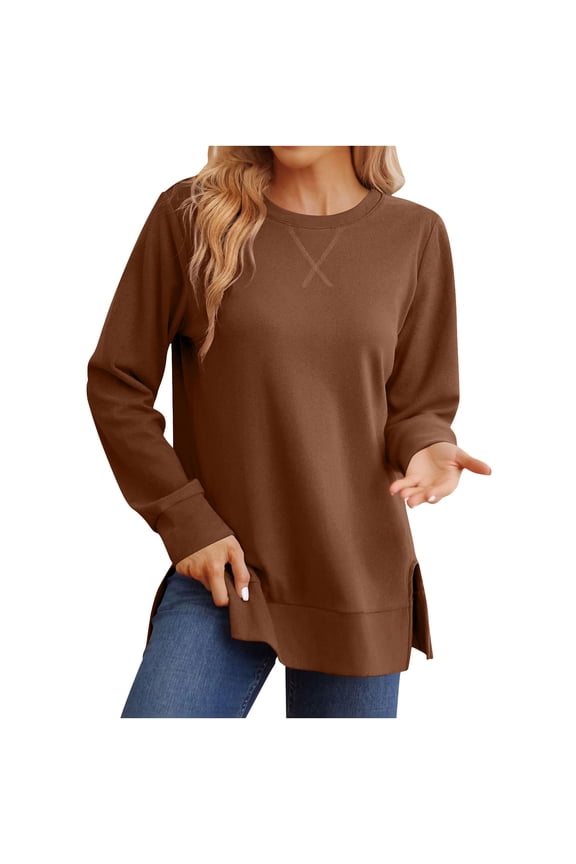 Black and Friday Clothing Sales Idoravan Long Sleeve Shirts for Women Winter Women Fashion Casual Long Sleeve Solid Tops Blouse Green S