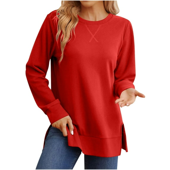 Black and Friday Clothing Sales Idoravan Long Sleeve Shirts for Women Winter Women Fashion Casual Long Sleeve Solid Tops Blouse Purple L