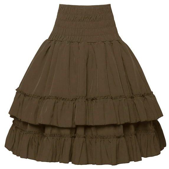 Black and Friday Clothing Sales Idoravan Pleated Skirts for Women Plus Size Fashionable Women's Spring/Fall Pullover High Waist Half Dress Brown