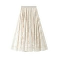 thumbnail image 1 of Black and Friday Clothing Sales Idoravan Pleated Skirts for Women Plus Size Womens Pleated Gauze Knee Length Skirt Adult Dancing Skirt Beige, 1 of 2