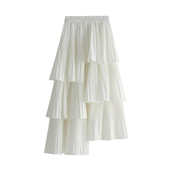 Black and Friday Clothing Sales Idoravan Pleated Skirts for Women Plus Size Womens Pleated Gauze Knee Length Skirt Adult Dancing Skirt White