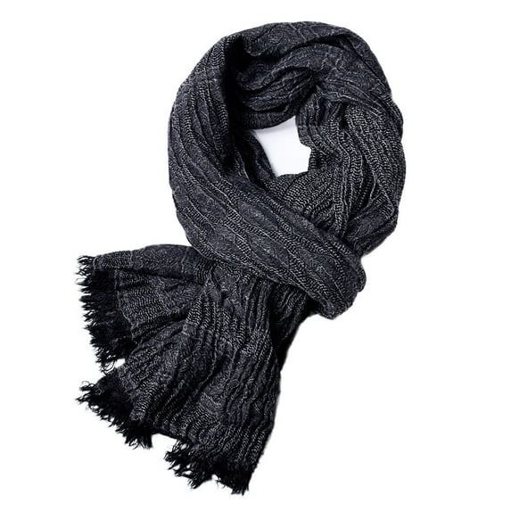 Black and Friday Clothing Sales Idoravan Women's Knit Scarf Winter Men Classic Shawl Fringe Color Tassel Long Soft Warm Scarf Black